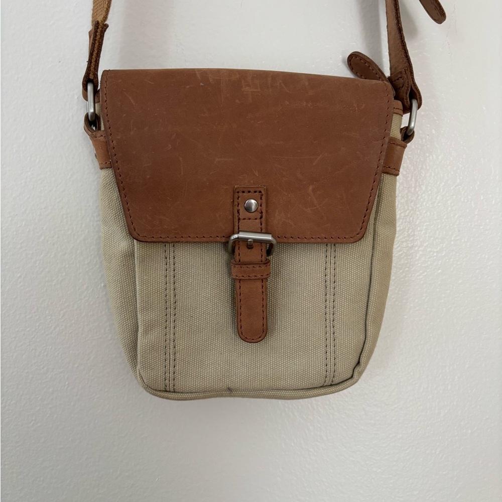 LL Bean Crossbody Leather Flap Canvas